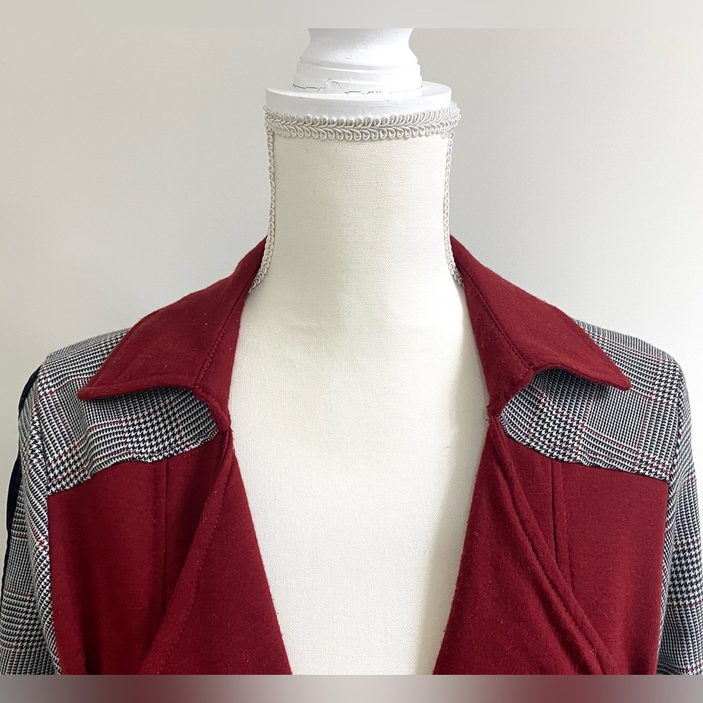 Tru Self Womens L Burgundy Black Herringbone Jacket Whimsigoth Y2K Streetwear - Picture 4 of 16